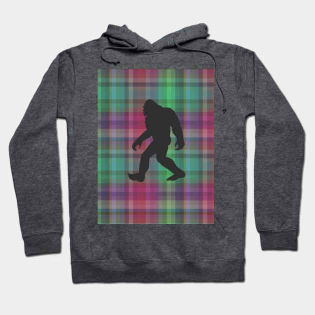 Bigfoot on Plaid Hoodie by Slightly Unhinged